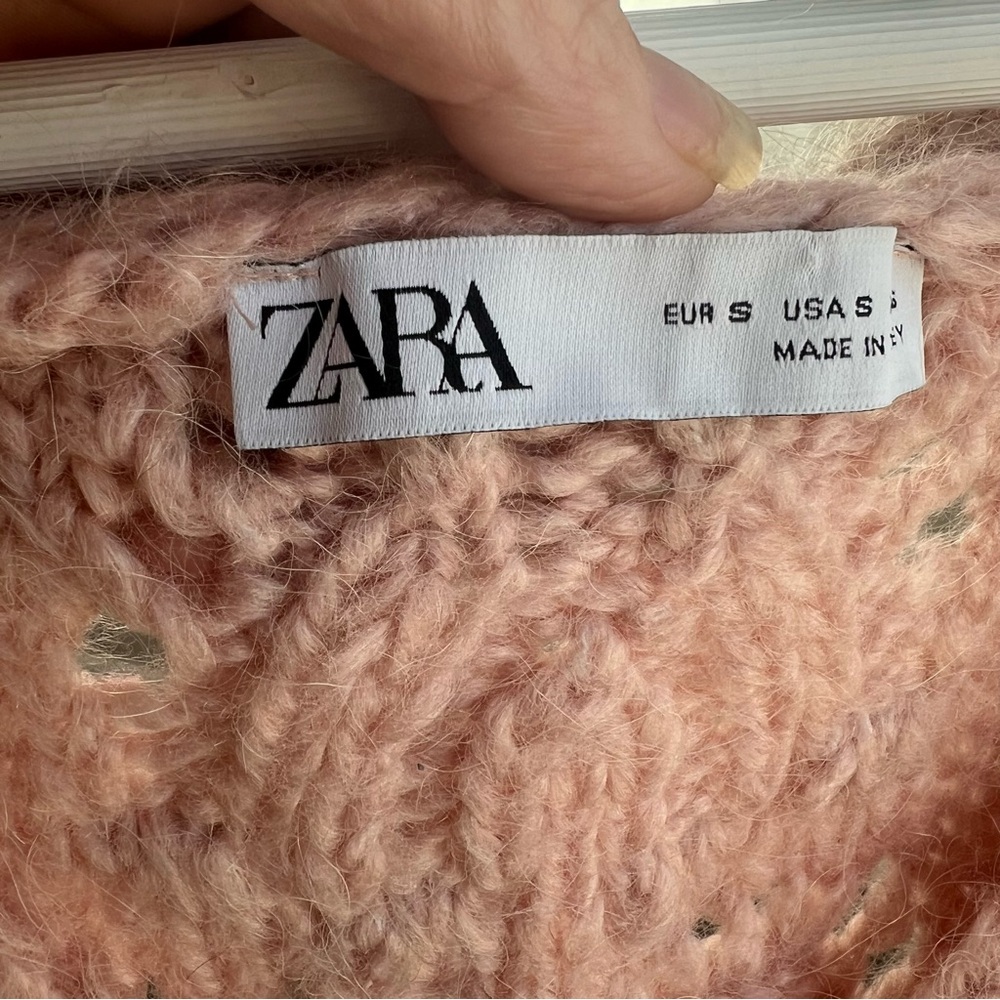 Zara Blush Pink Wool Alpaca Cable Knit Sweater - Picture 4 of 9